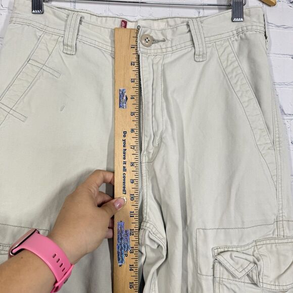 Vintage Y2K Levi's Cargo Pants Men Size 30x32 Beige Baggy Loose Straight Hip Hop - Picture 13 of 16
